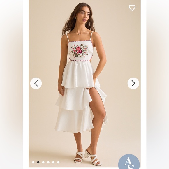 Altar'd State Dresses & Skirts - Altar'd State White Tiered Maxi Dress with Floral Embroidered Bodice